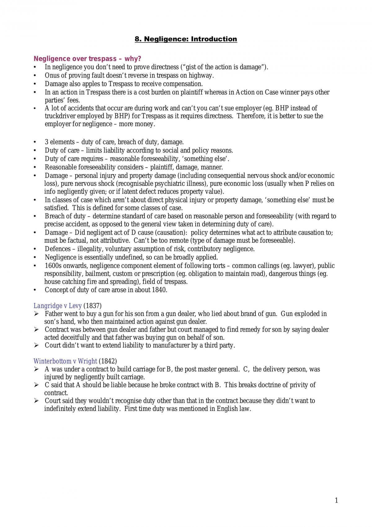 Complete Course Notes Incl All Cases - Page 1