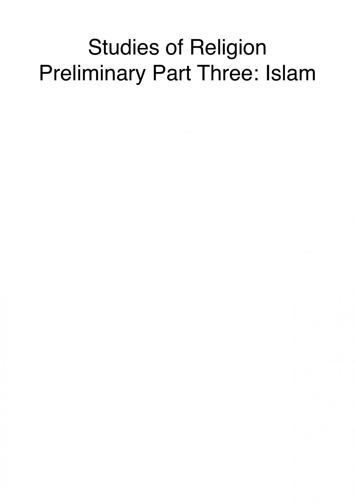 SOR Islam Notes - Page 1