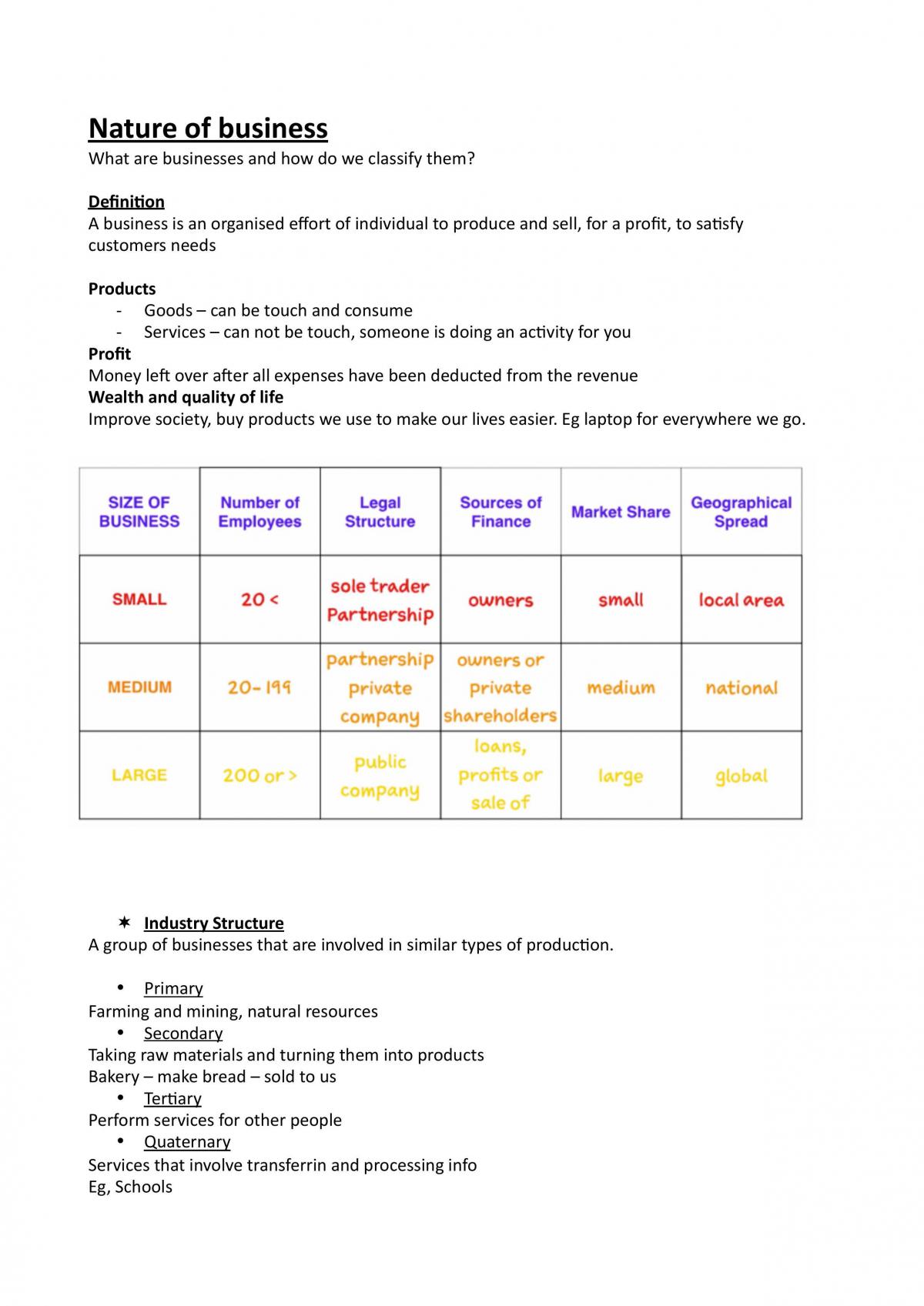 Preliminary Business Studies Notes from Topic 1 - 3  - Page 1