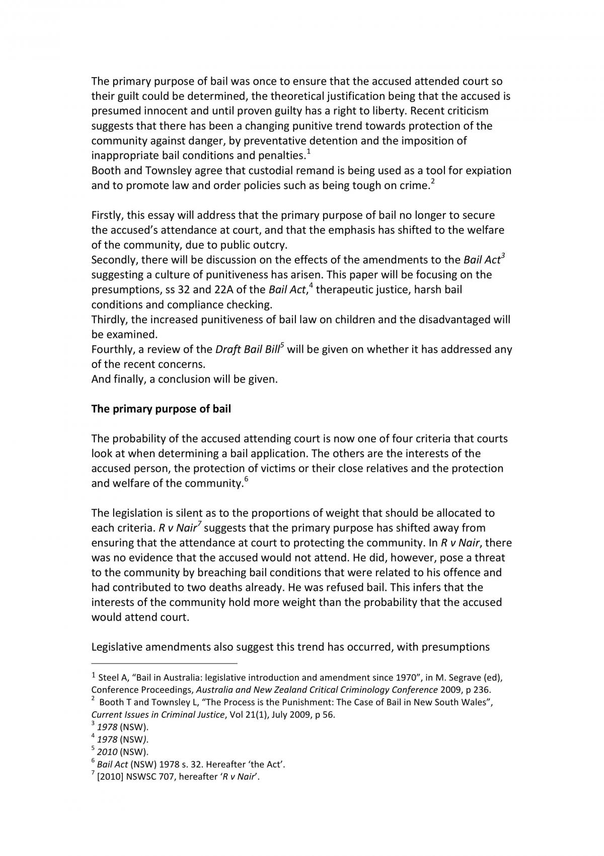 Essay on Current Bail Law - Page 1
