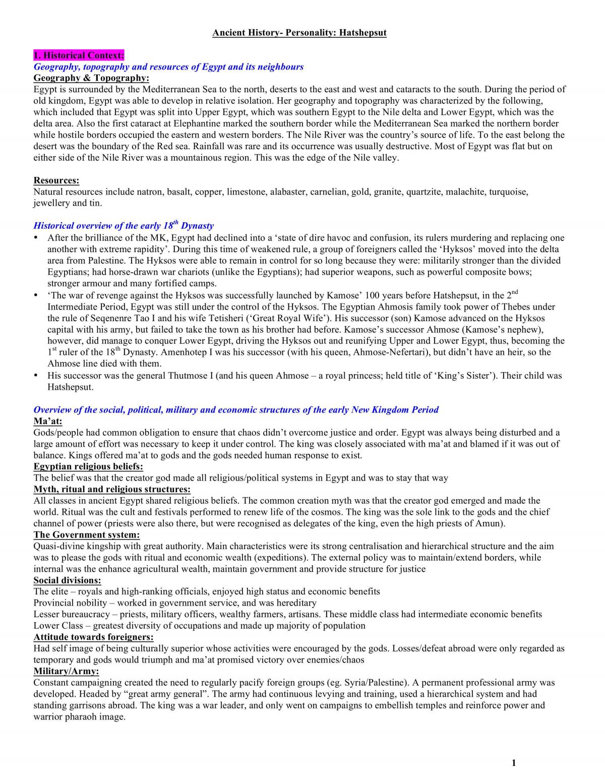 Completed study notes on special persons in the 18th Dynasty. - Page 1