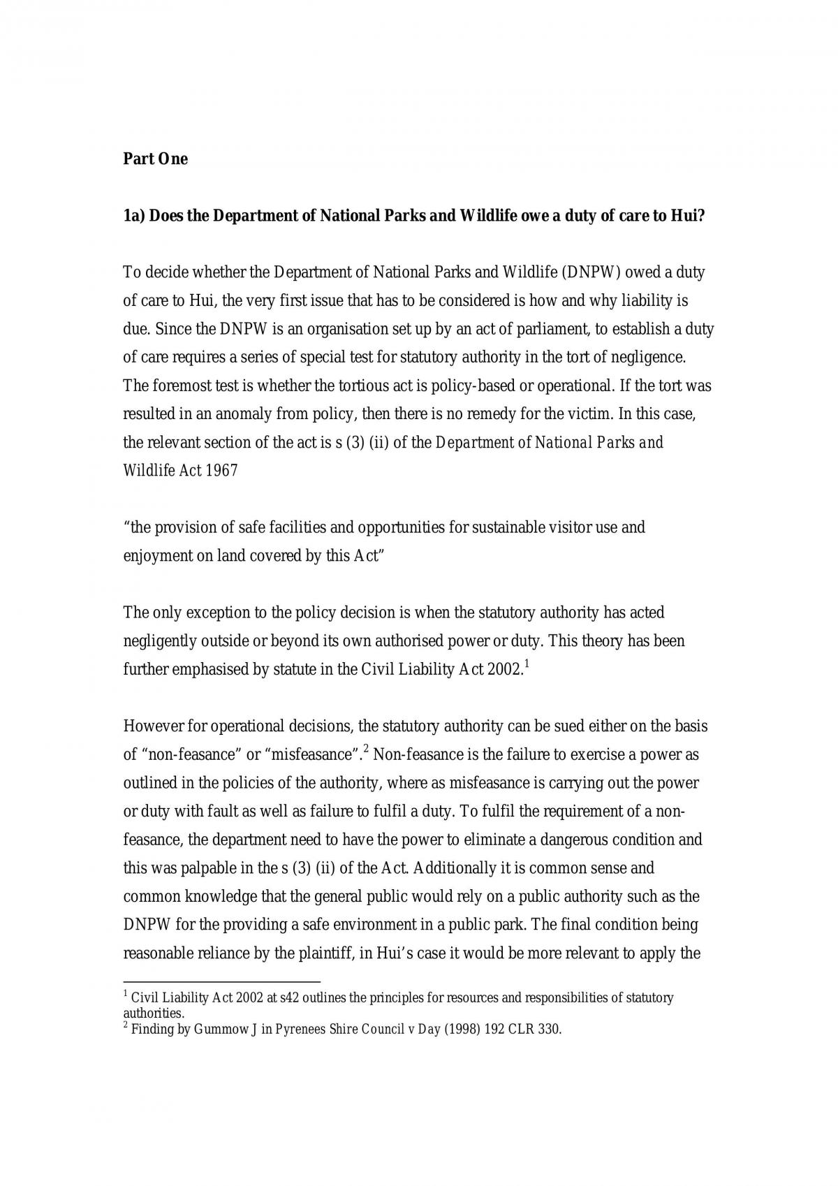 Torts Assignment - Page 1