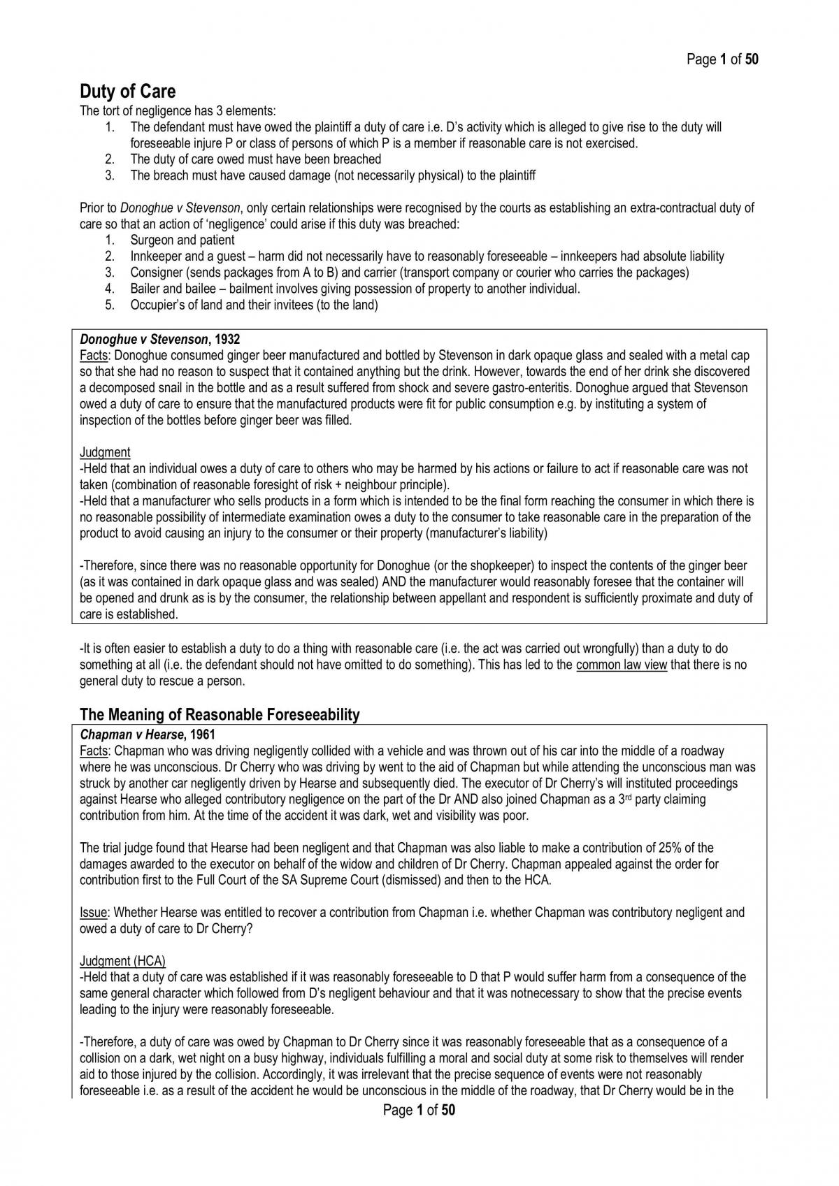 Torts Exam Notes - Page 1