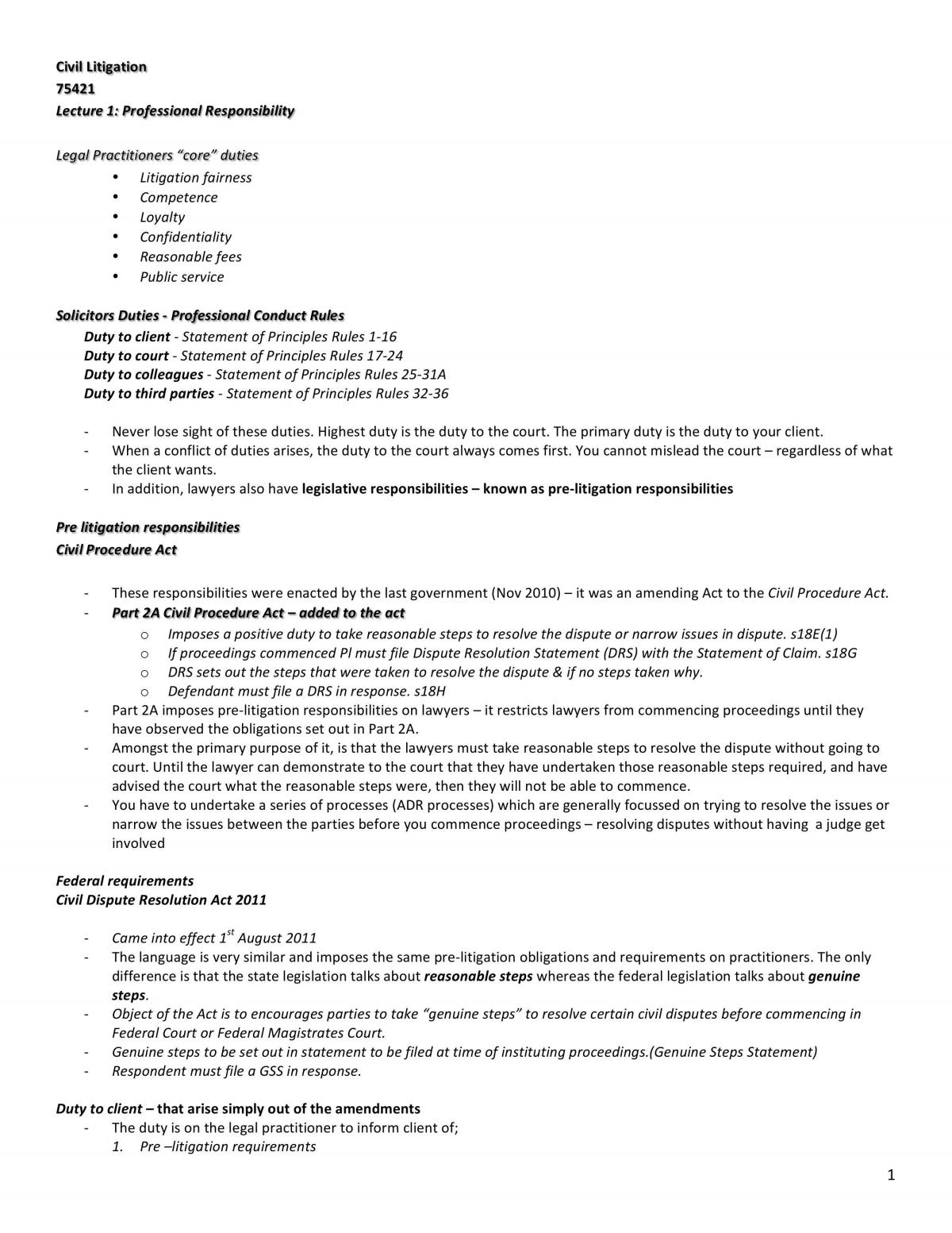 CIVIL LITIGATION  - Page 1
