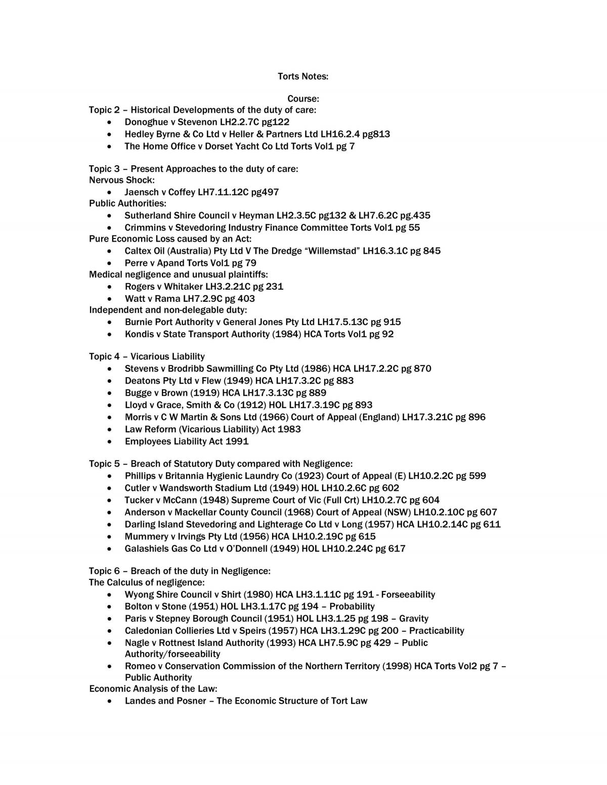 Torts Notes - Page 1