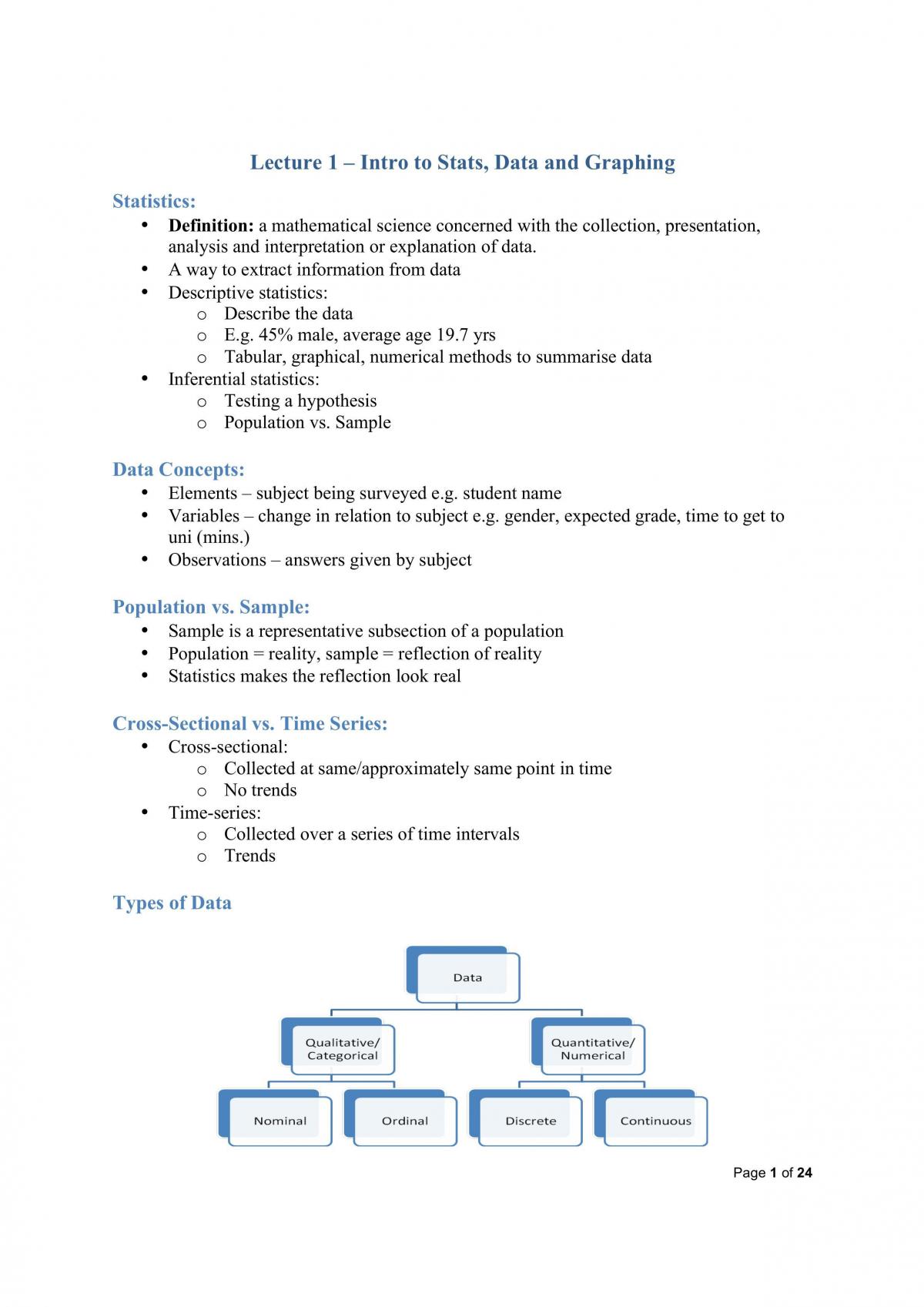 Business Stats Notes - Page 1