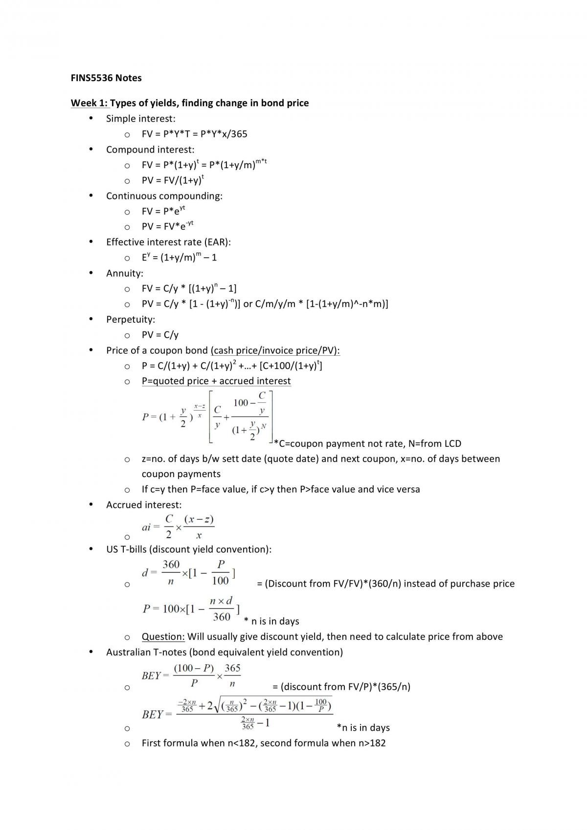 Fixed Income study notes  - Page 1