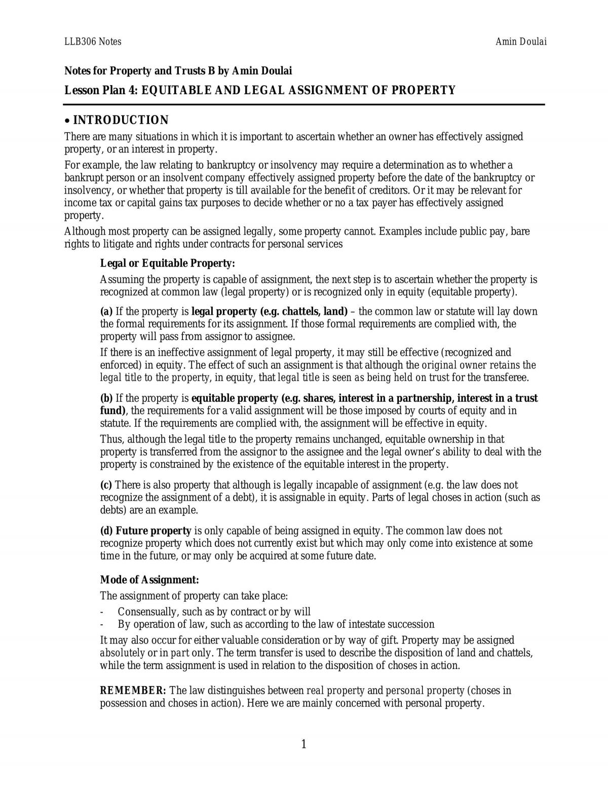 property law notes - Page 1