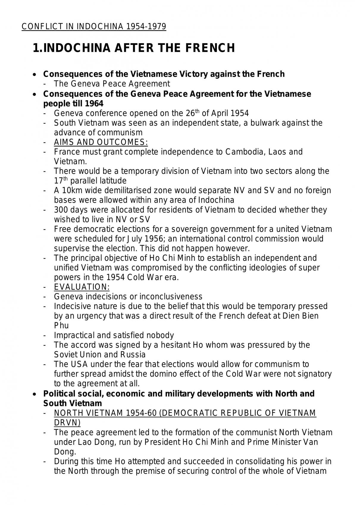 Modern History, Conflict in Indochina - Page 1