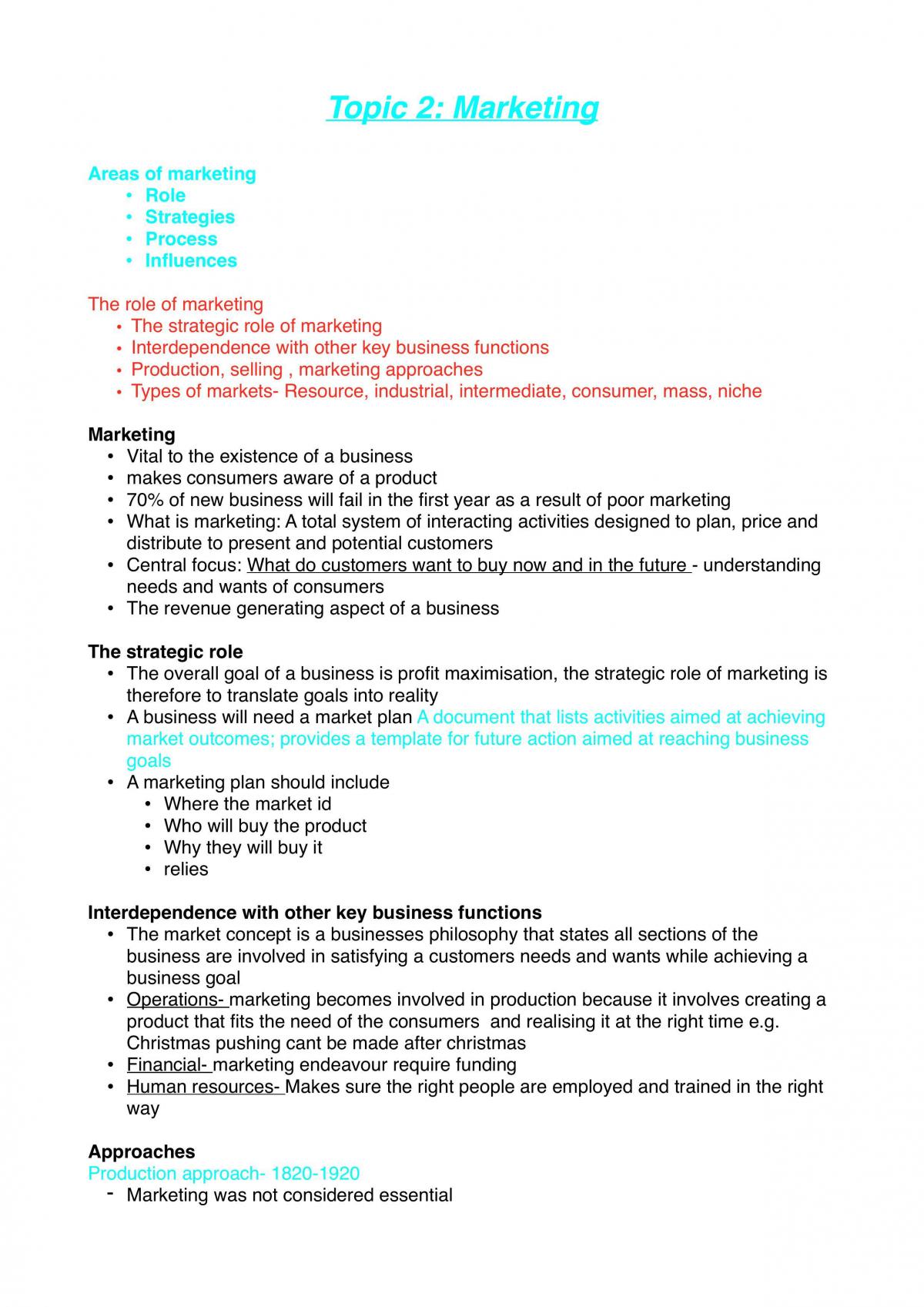 Band 5/6 Marketing Notes - Page 1