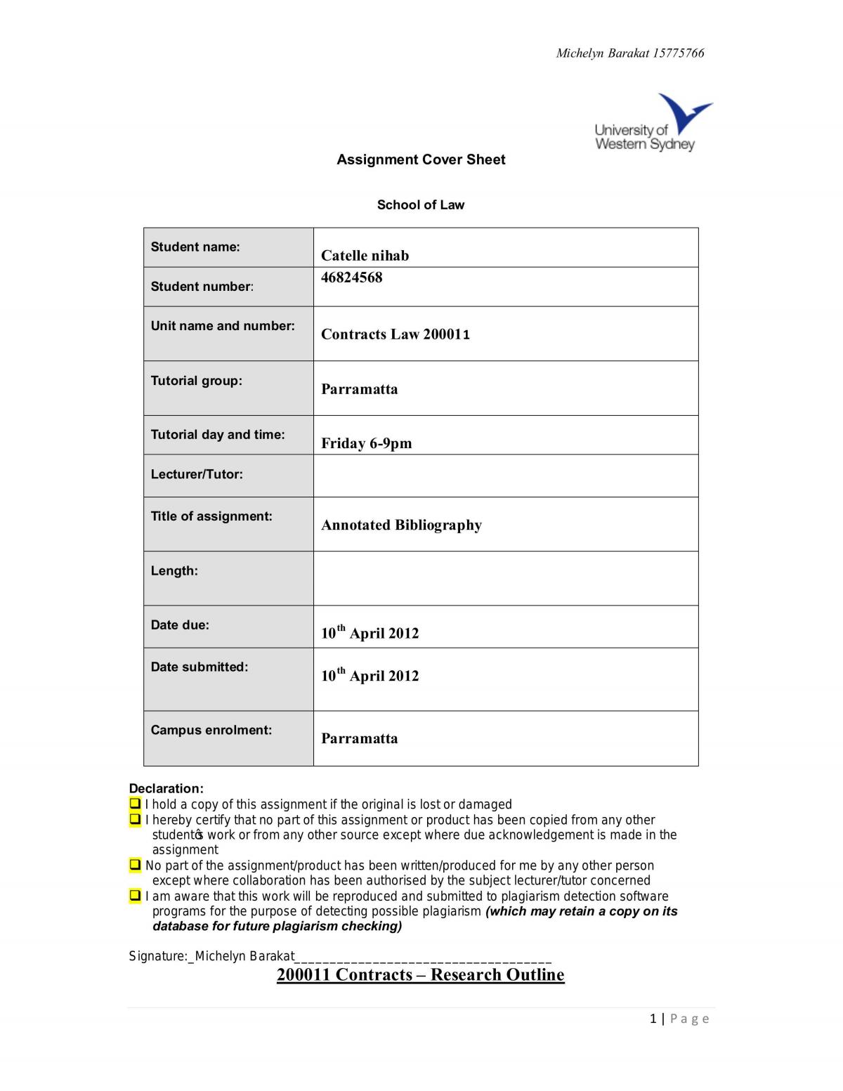 Contracts Law 200011 - Page 1