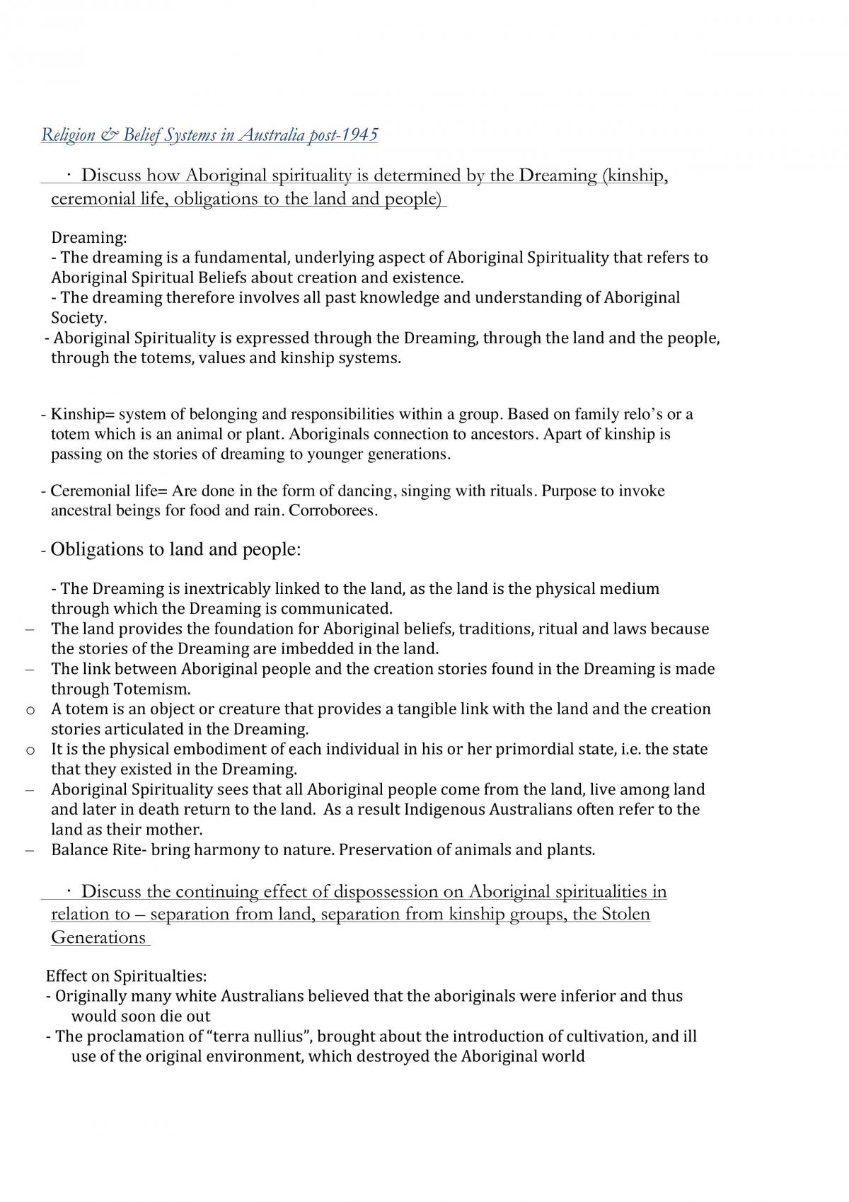 HSC Religion Notes - Page 1