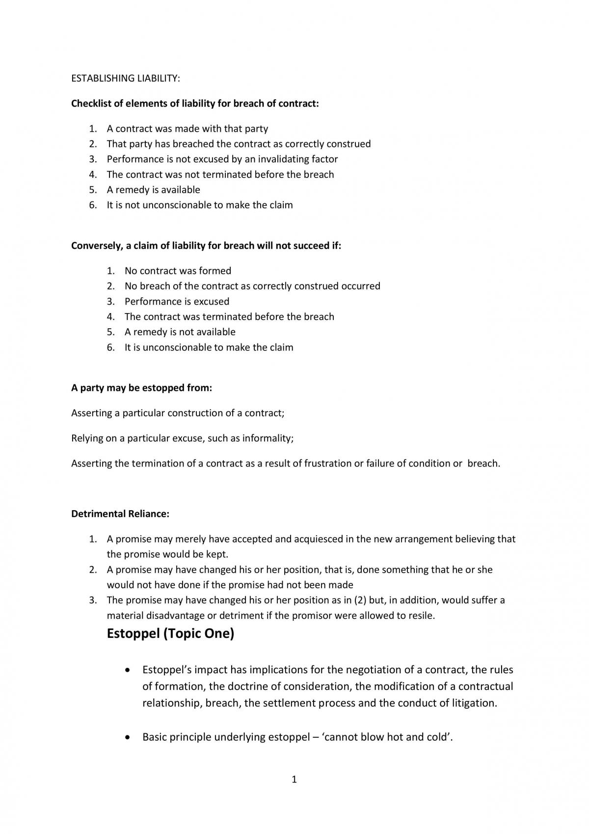 Contracts 1 Exam Notes - Page 1