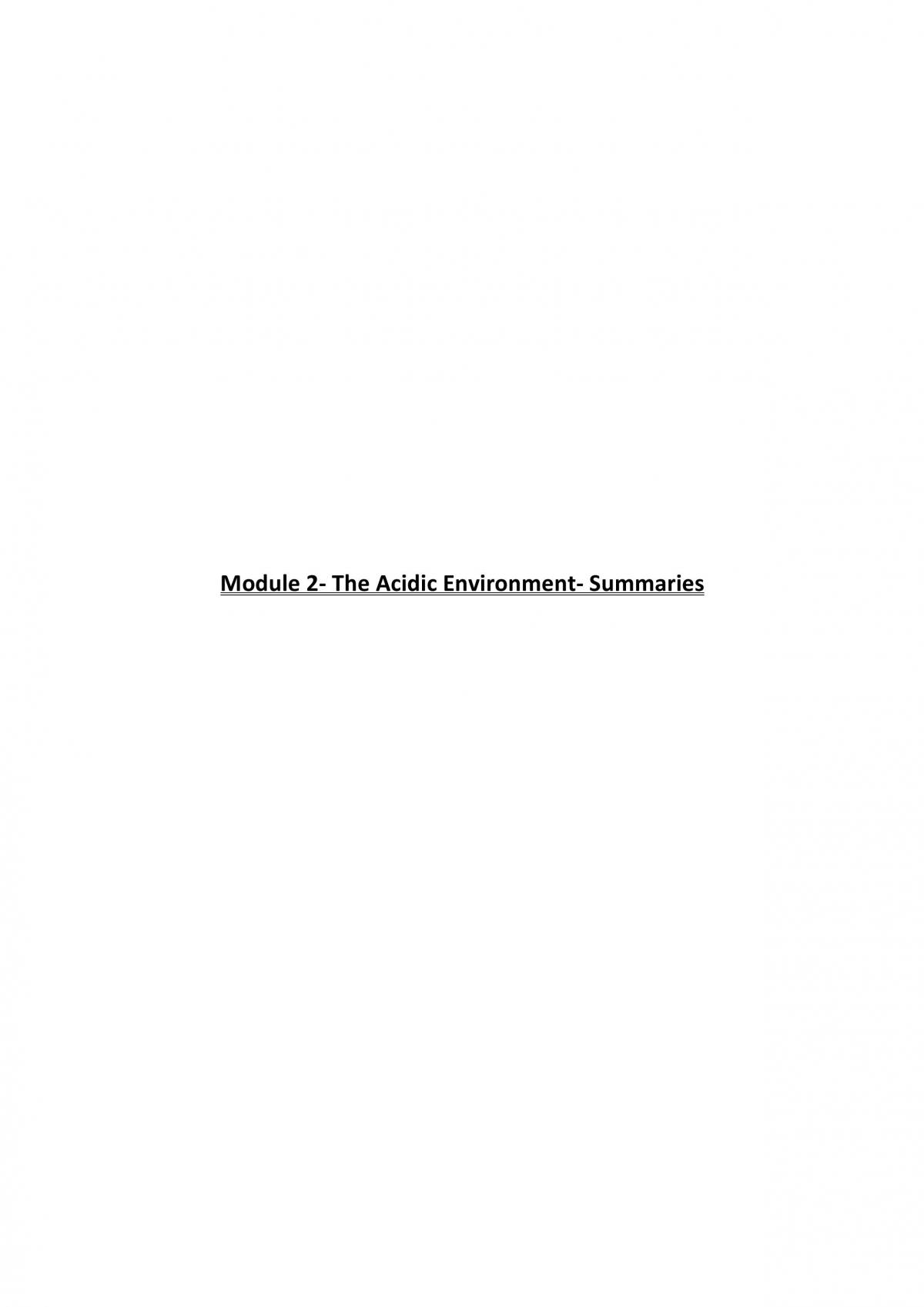 The Acidic Environment Summaries - Page 1