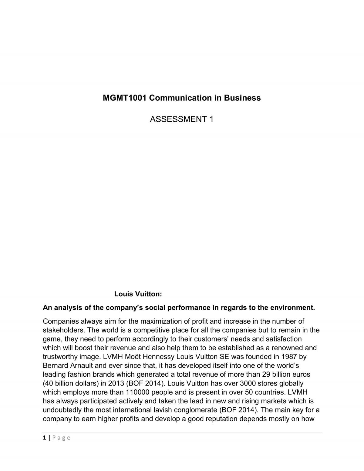 Environmental Analysis of Louis Vuitton Assignment