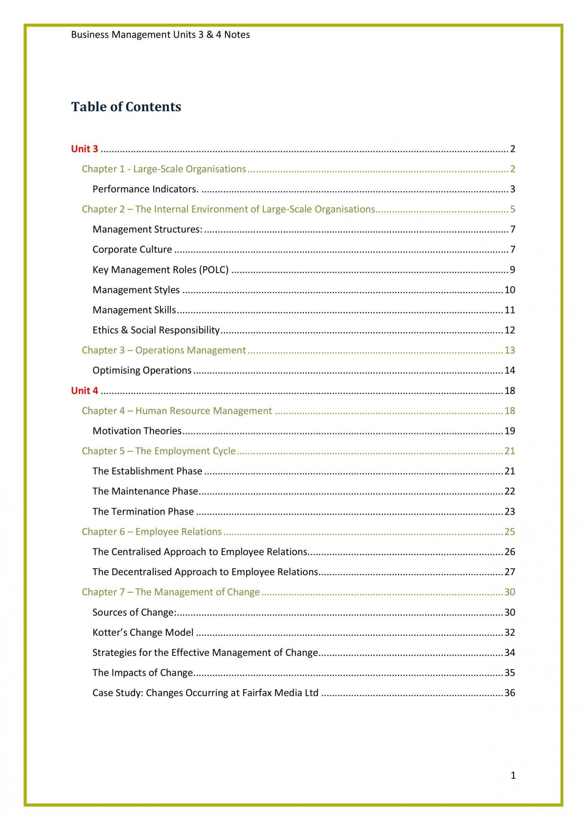 Extensive Study Notes For Business Management  - Page 1