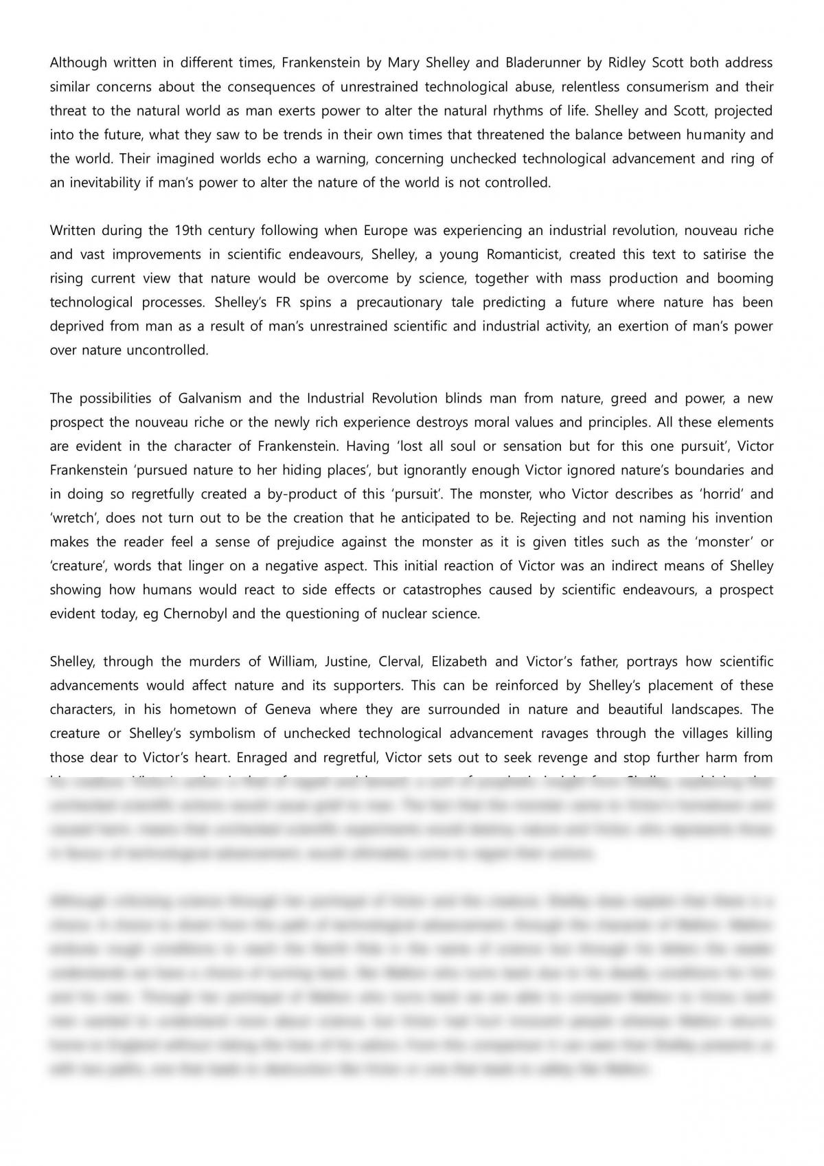 A Band 6 Exemplar for Frankenstein and BladeRunner - Page 1