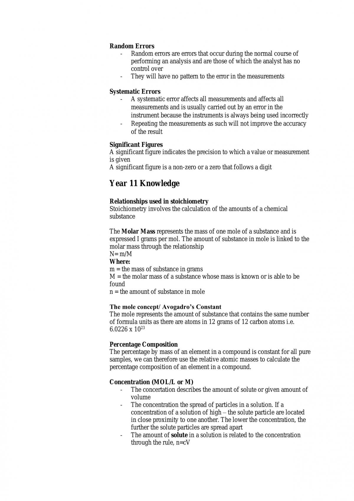 Chemistry Notes for Units 3 & 4  - Page 1