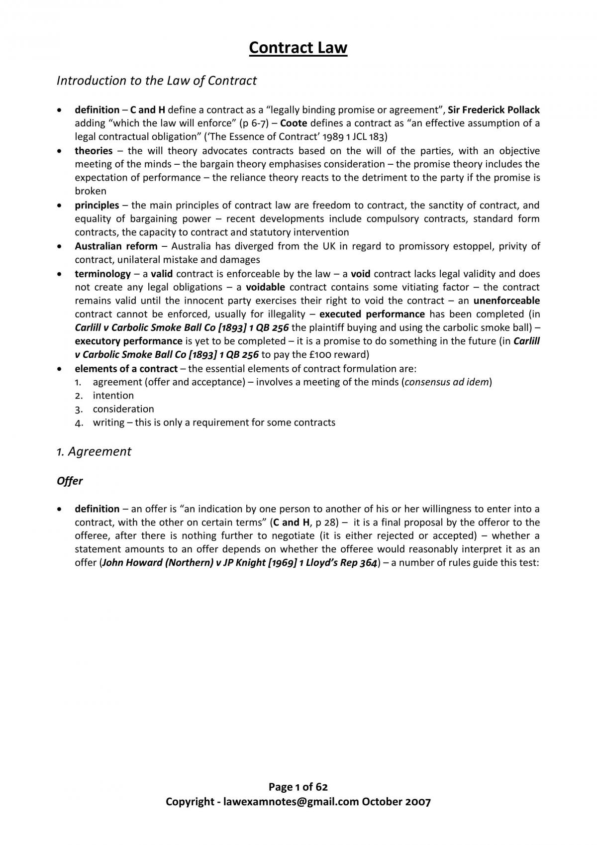 contract law exam notes - Page 1