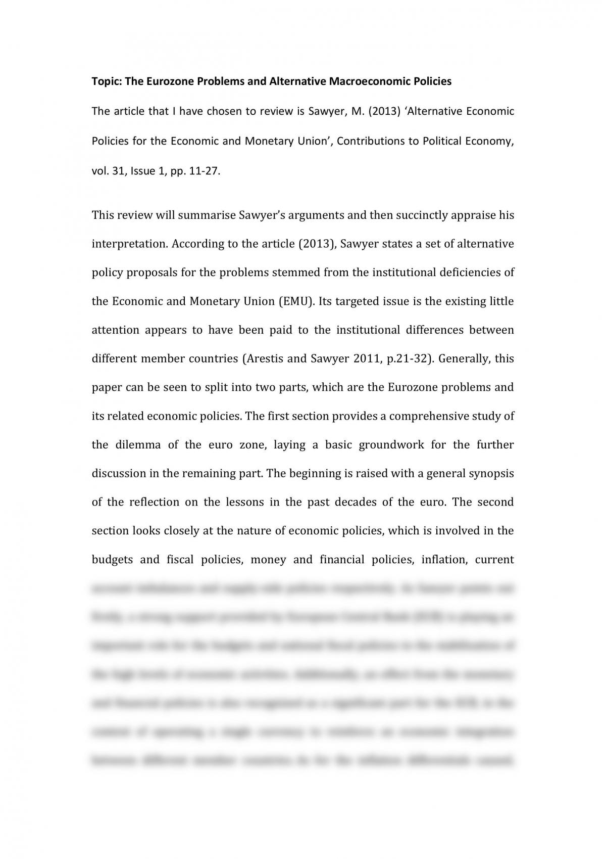 Topic: The Eurozone Problems and Alternative Macroeconomic Policies   - Page 1