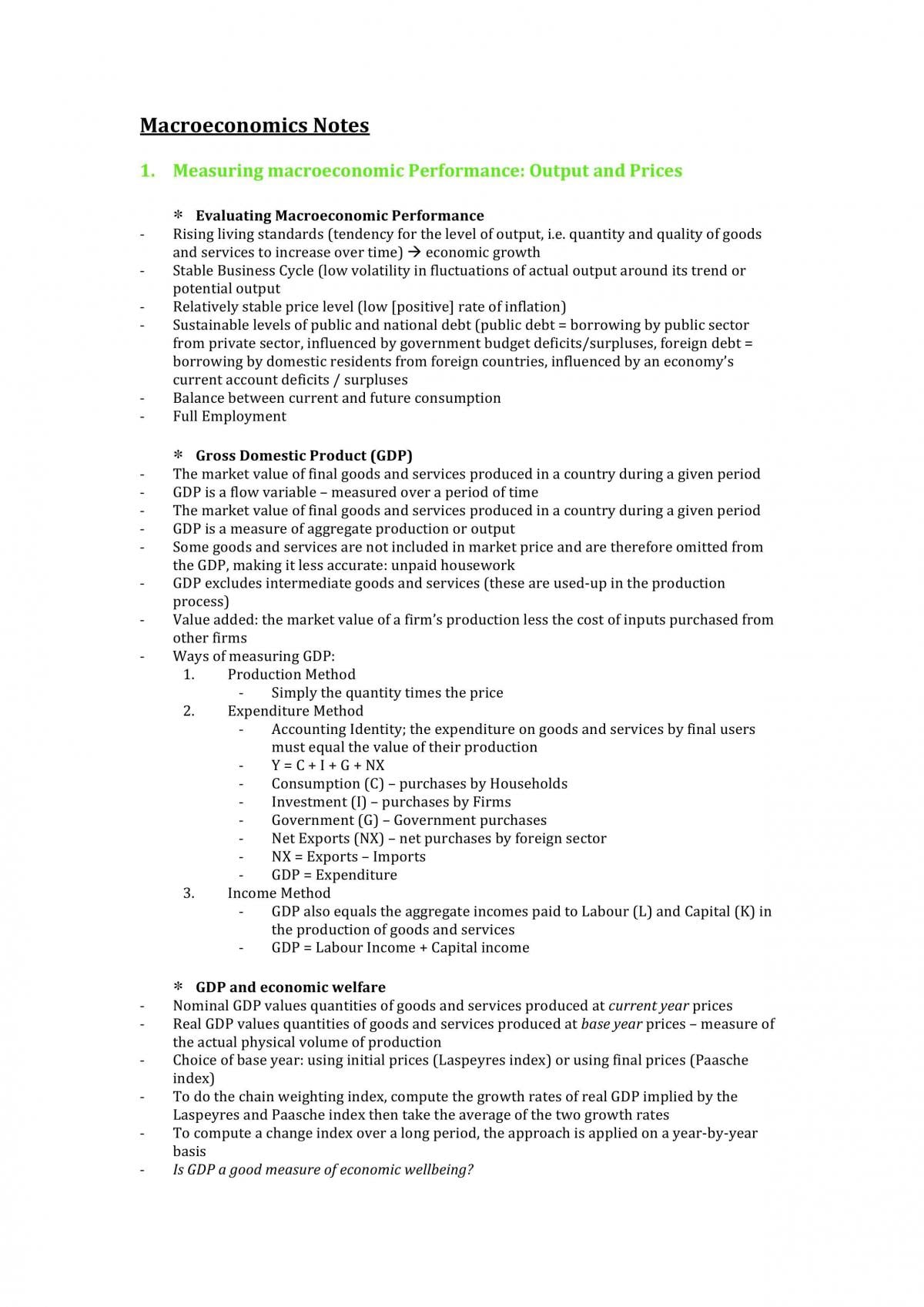 Macroeconomics Notes - Page 1