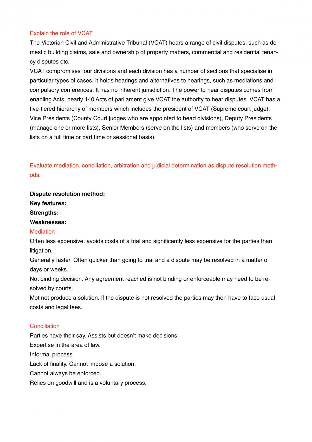 Dispute Resolution VCE - Page 1