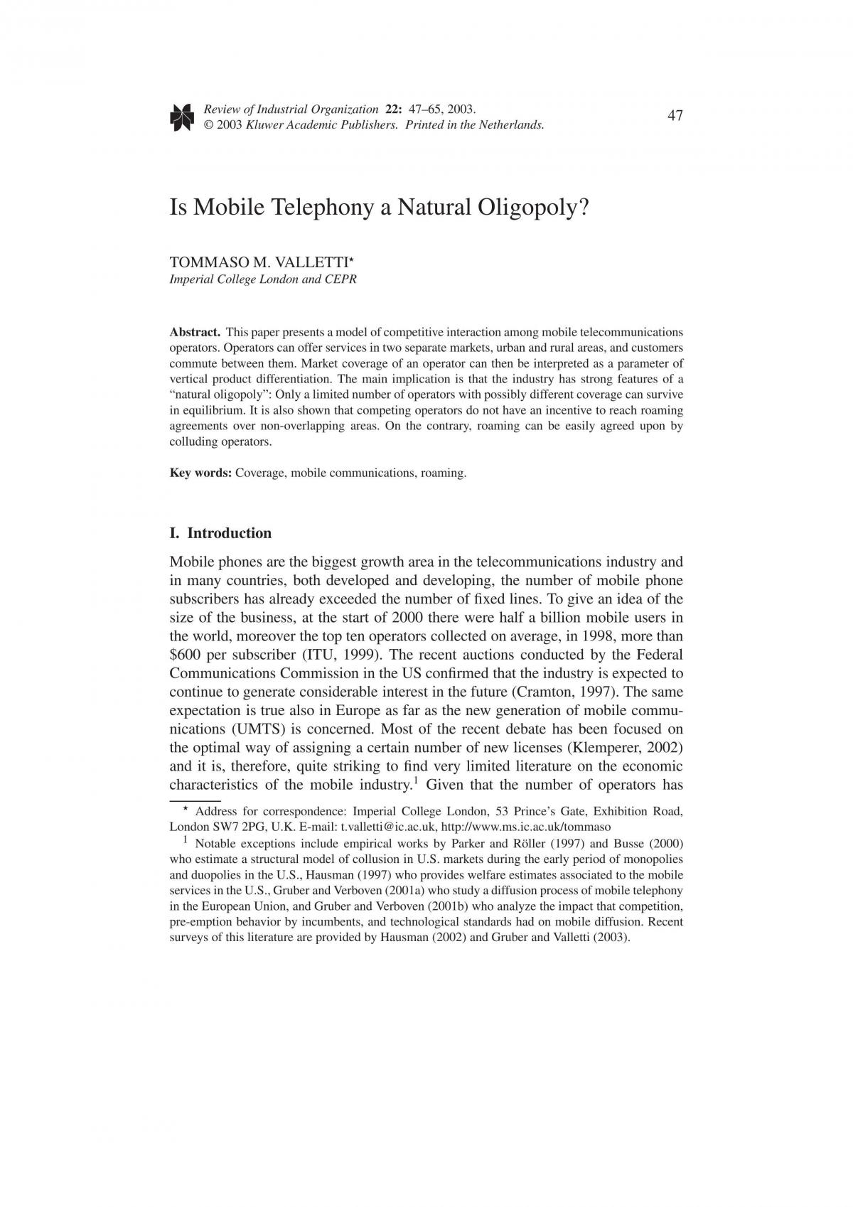 Economic Models For Assignment Research - Page 1