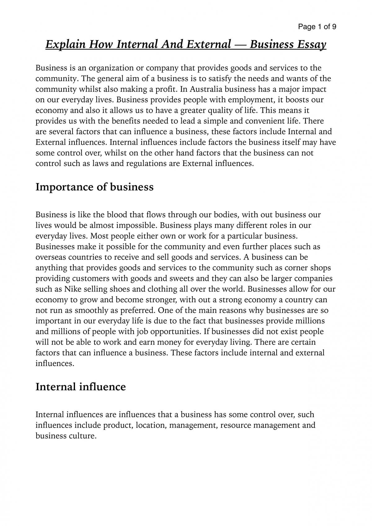 Internal & External Essay - Page 1