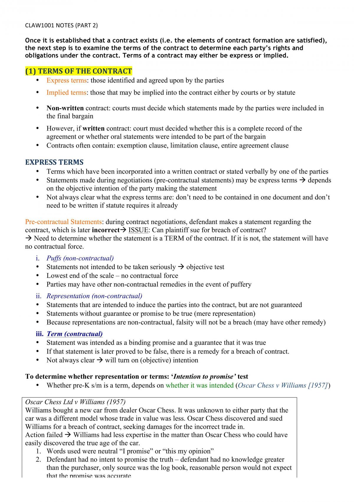 CLAW1001 Notes Part 2 - Page 1