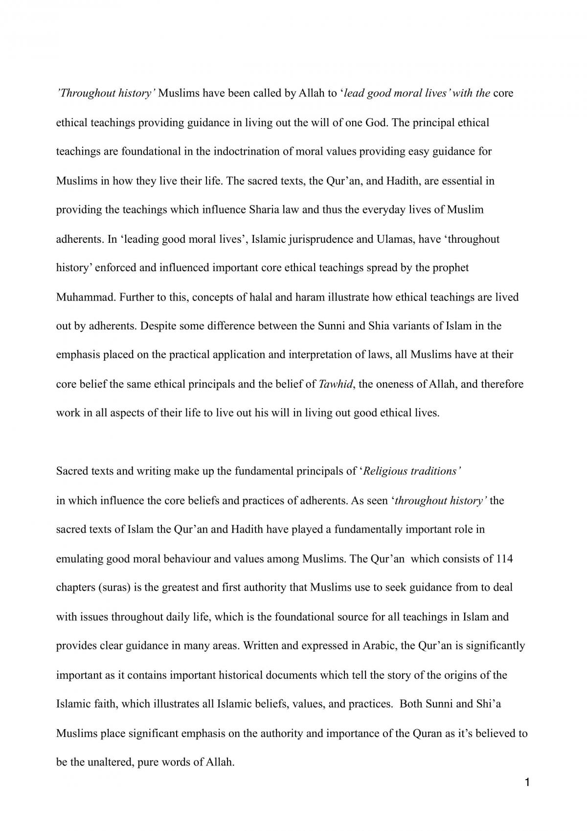 college essay about islam