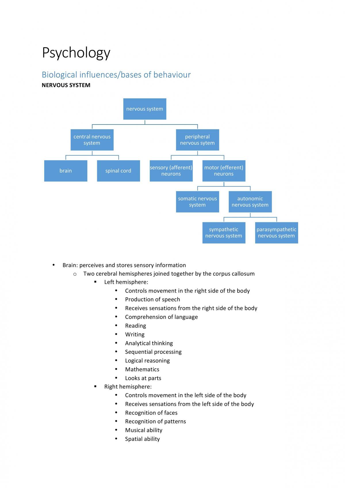 WACE Psychology Notes - Page 1