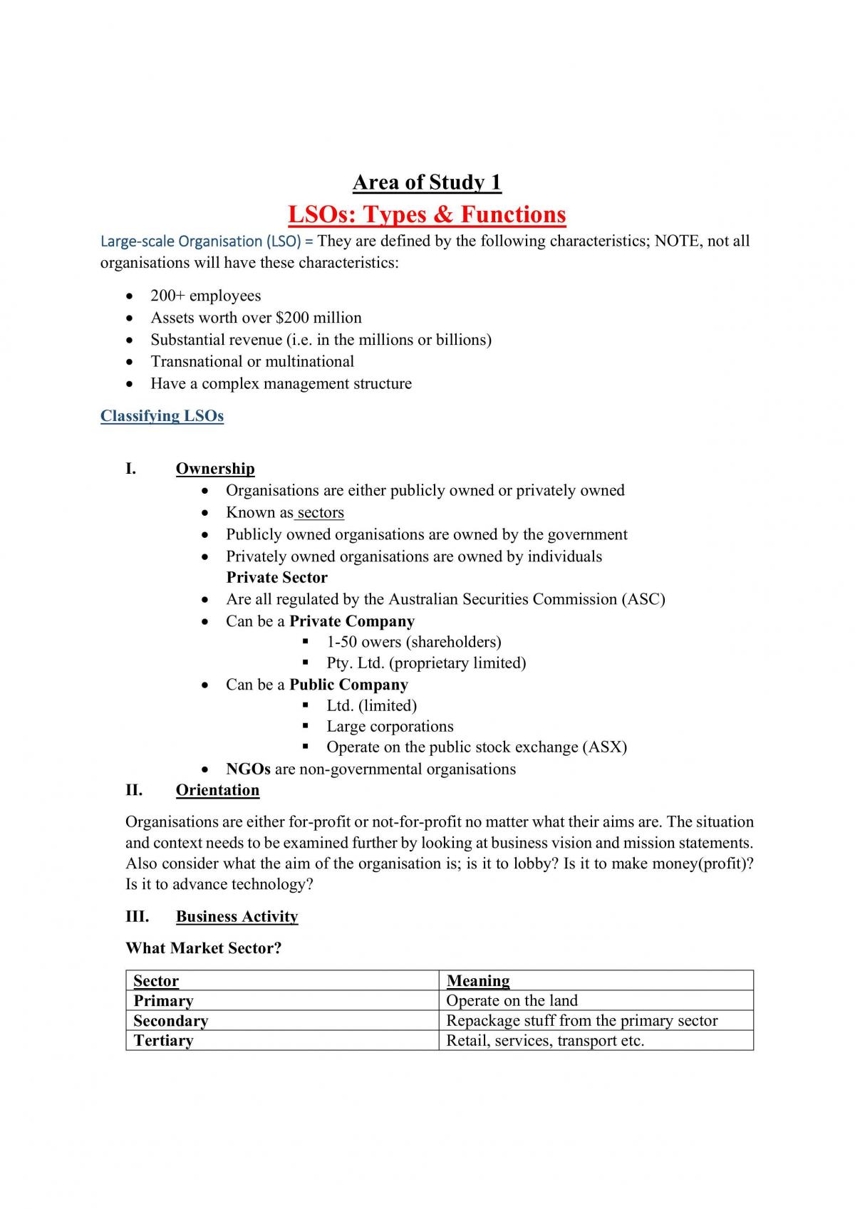 VCE Business Management Notes 2016 - Page 1