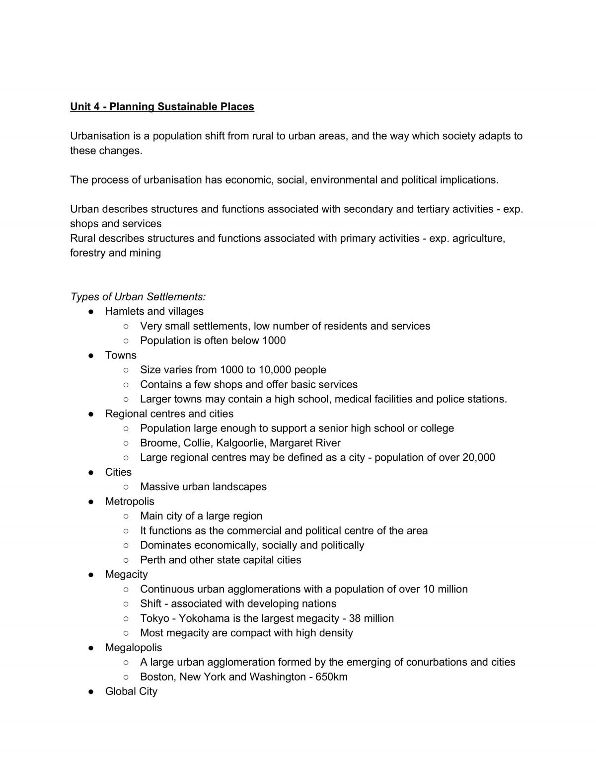 Geography Notes Unit 4 - Page 1