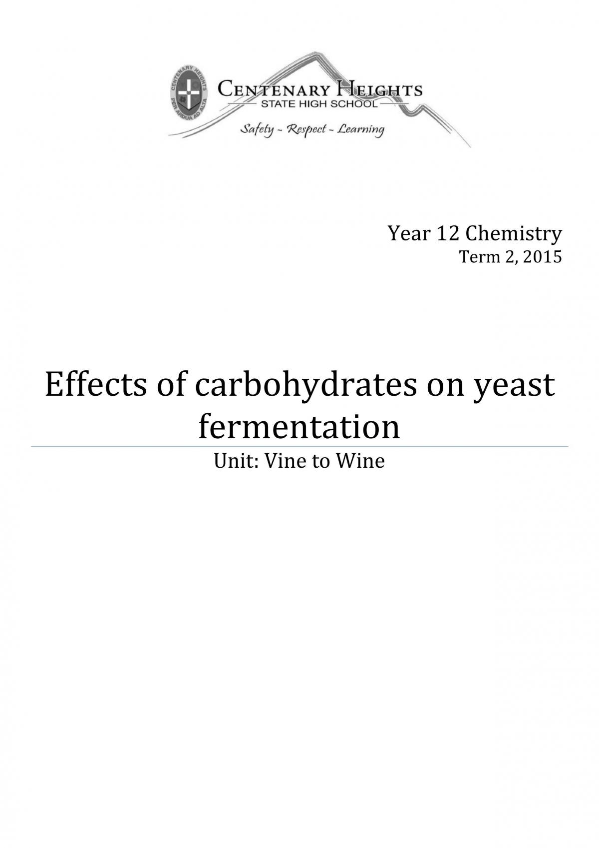 Effects of Carbohydrates on Yeast Fermentation (EEI) - Page 1