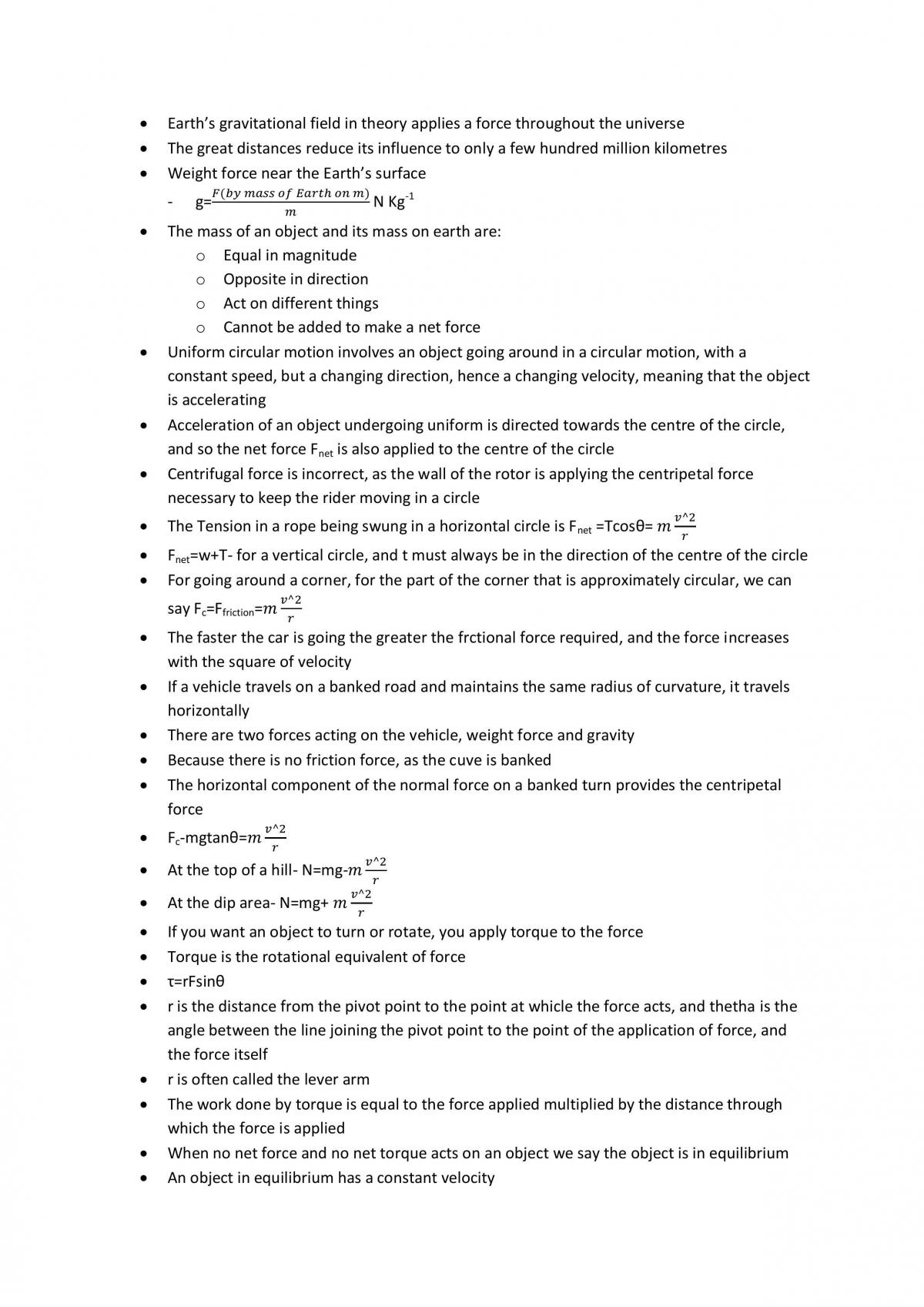 WACE Physics Summarised into Dot Points - Page 1