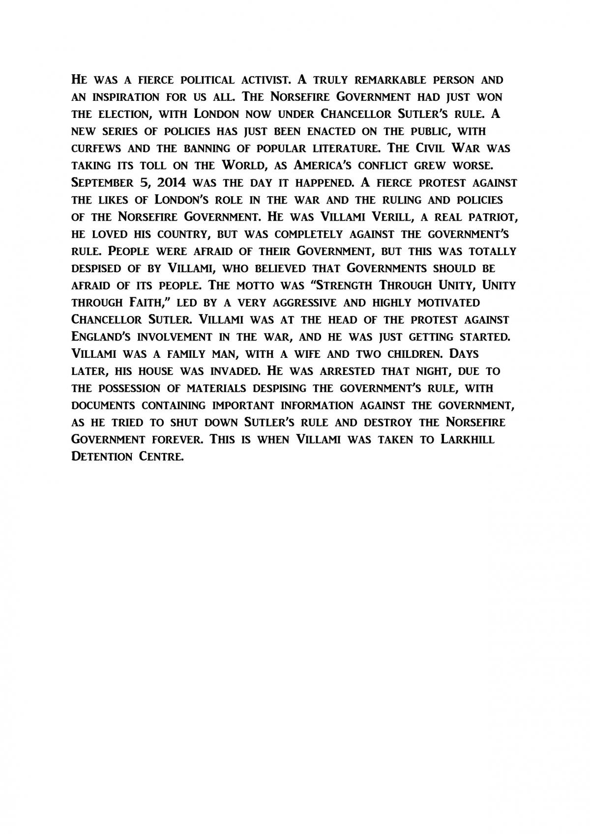 V for Vendetta Context Imaginative Piece - Page 1