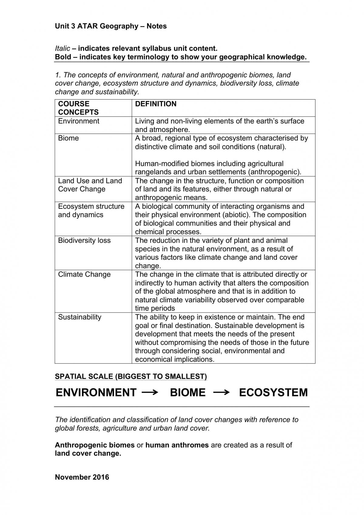 Geography ATAR Units 3 & 4 Summary - Page 1