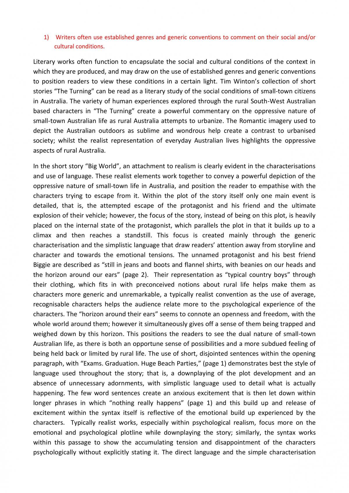 Two Take Home Prose Essays - Page 1