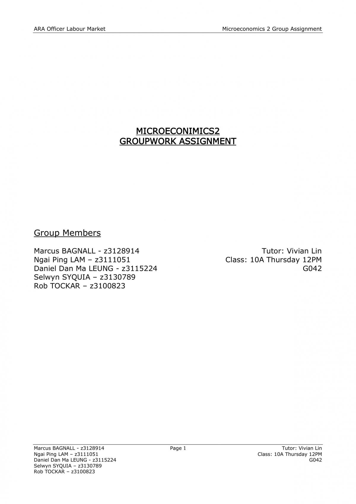 Microeconomics 2 group work assignment - Page 1