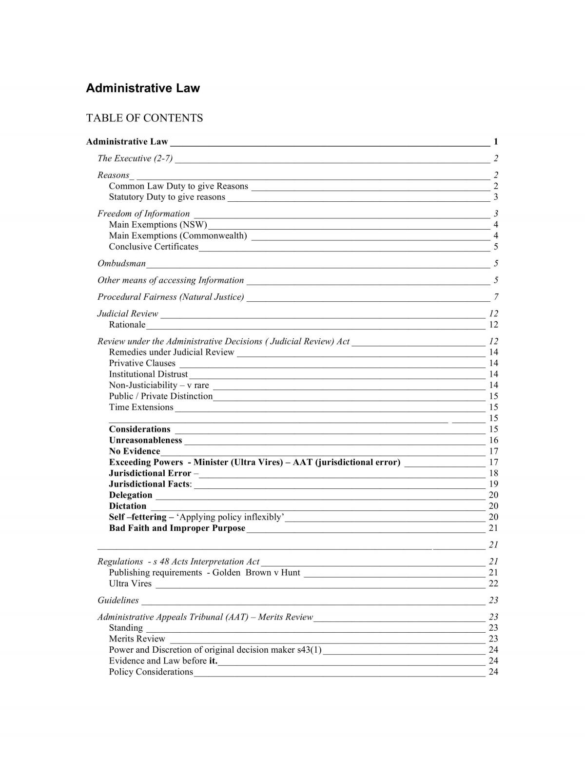 Australian Administrative law notes - Page 1