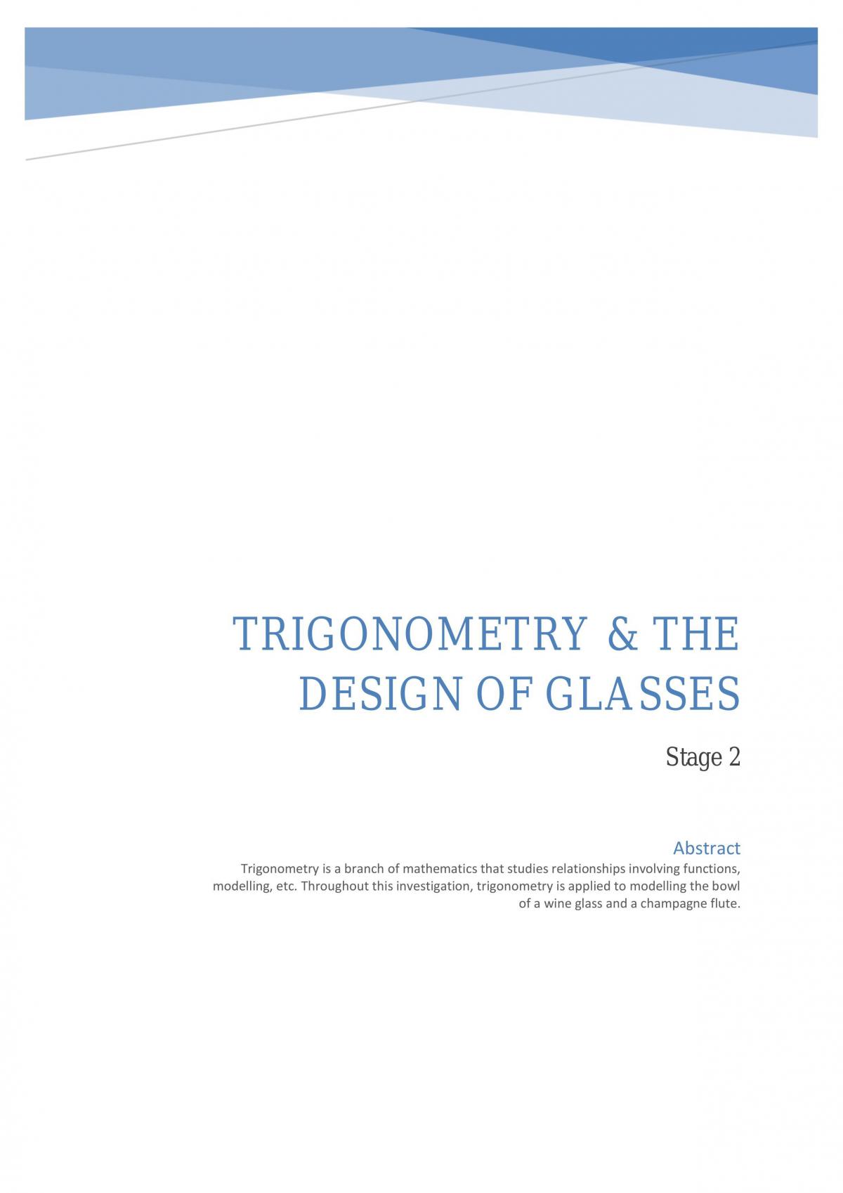 Mathematical Studies - Trigonometry and Design of Glasses - Page 1