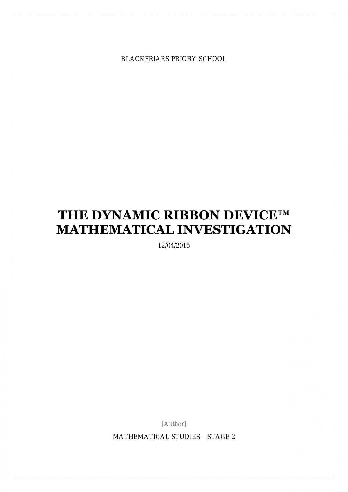 Mathematical Studies - Ribbons DI  - Page 1