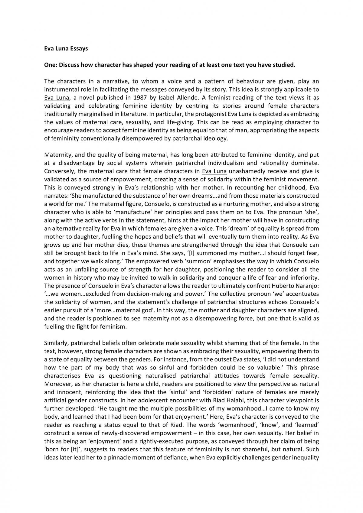Реферат: Eva Luna Essay Research Paper Novel Eva