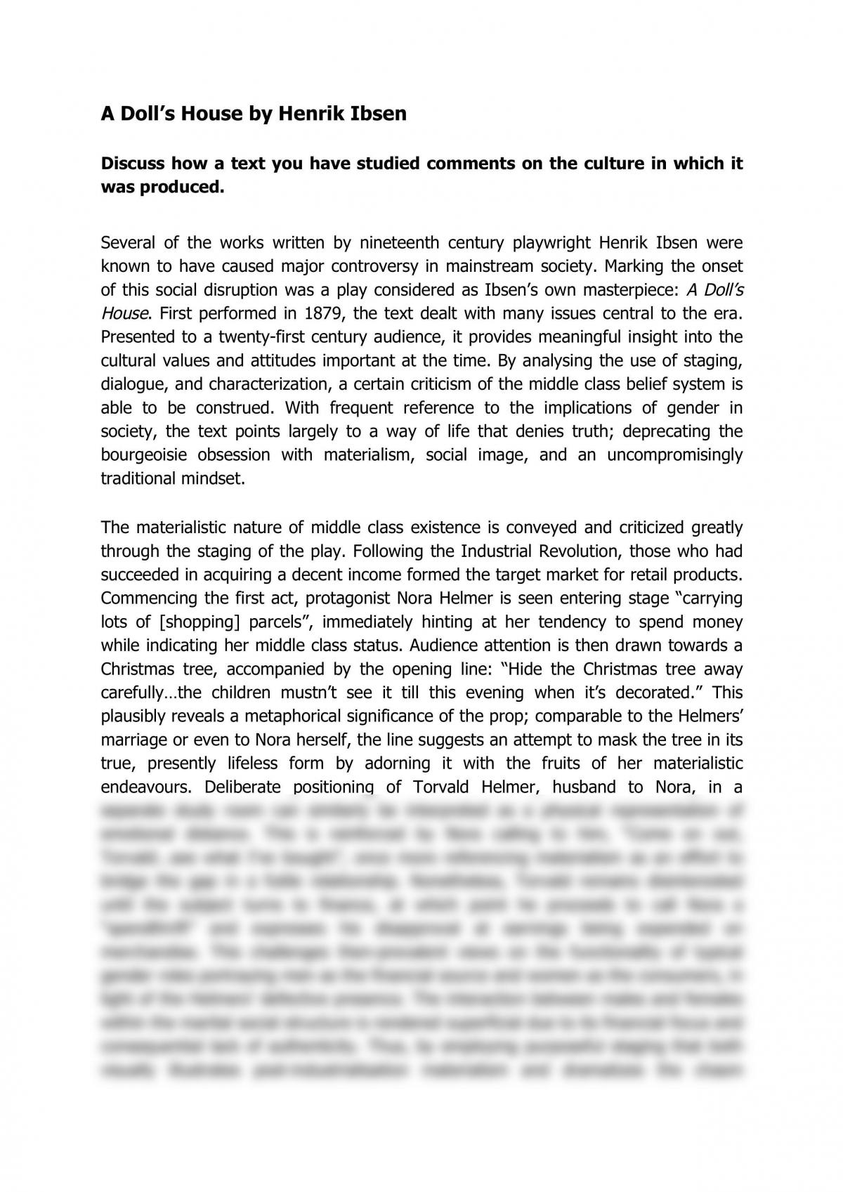 a doll's house research paper