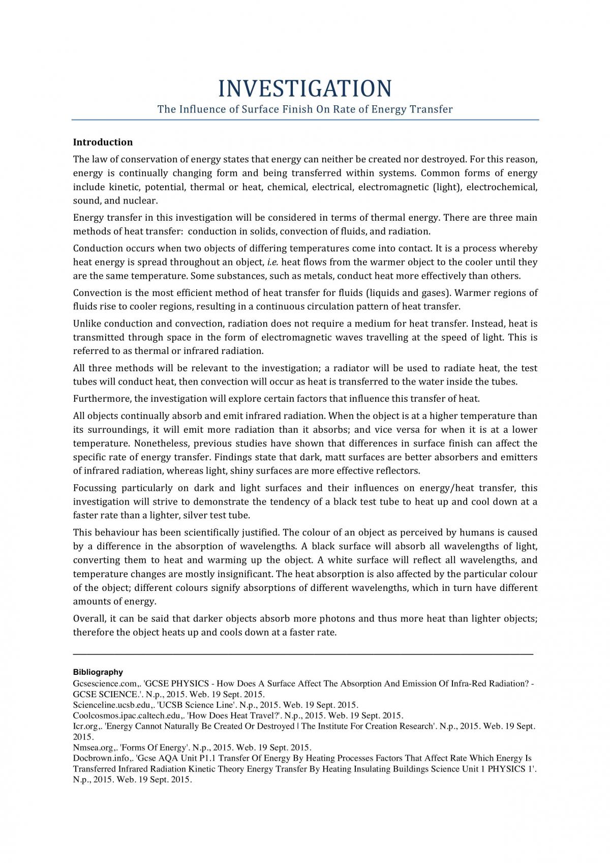 Investigation: Surfaces and Energy Transfer  - Page 1