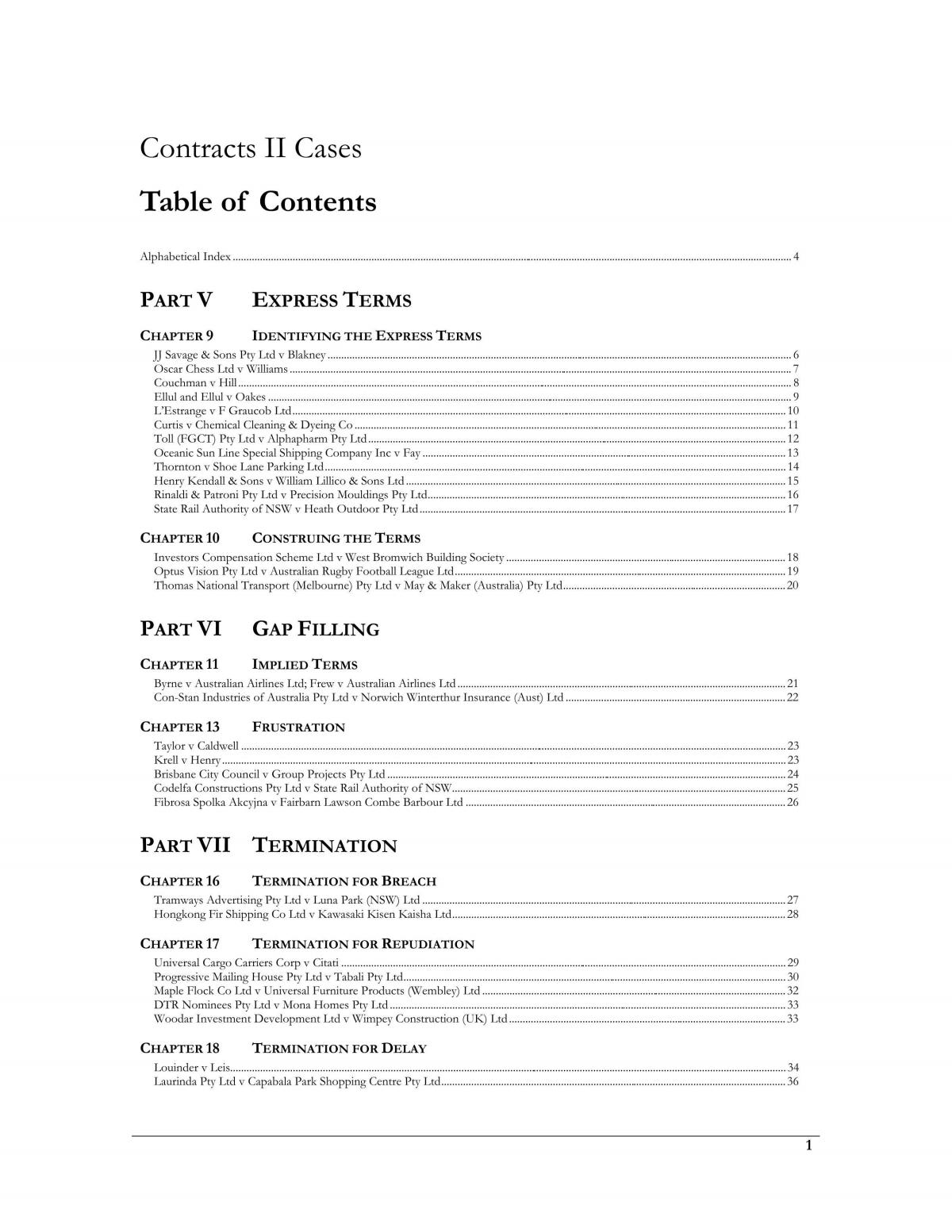 CONTRACT CASE SUMMARY NOTE - Page 1
