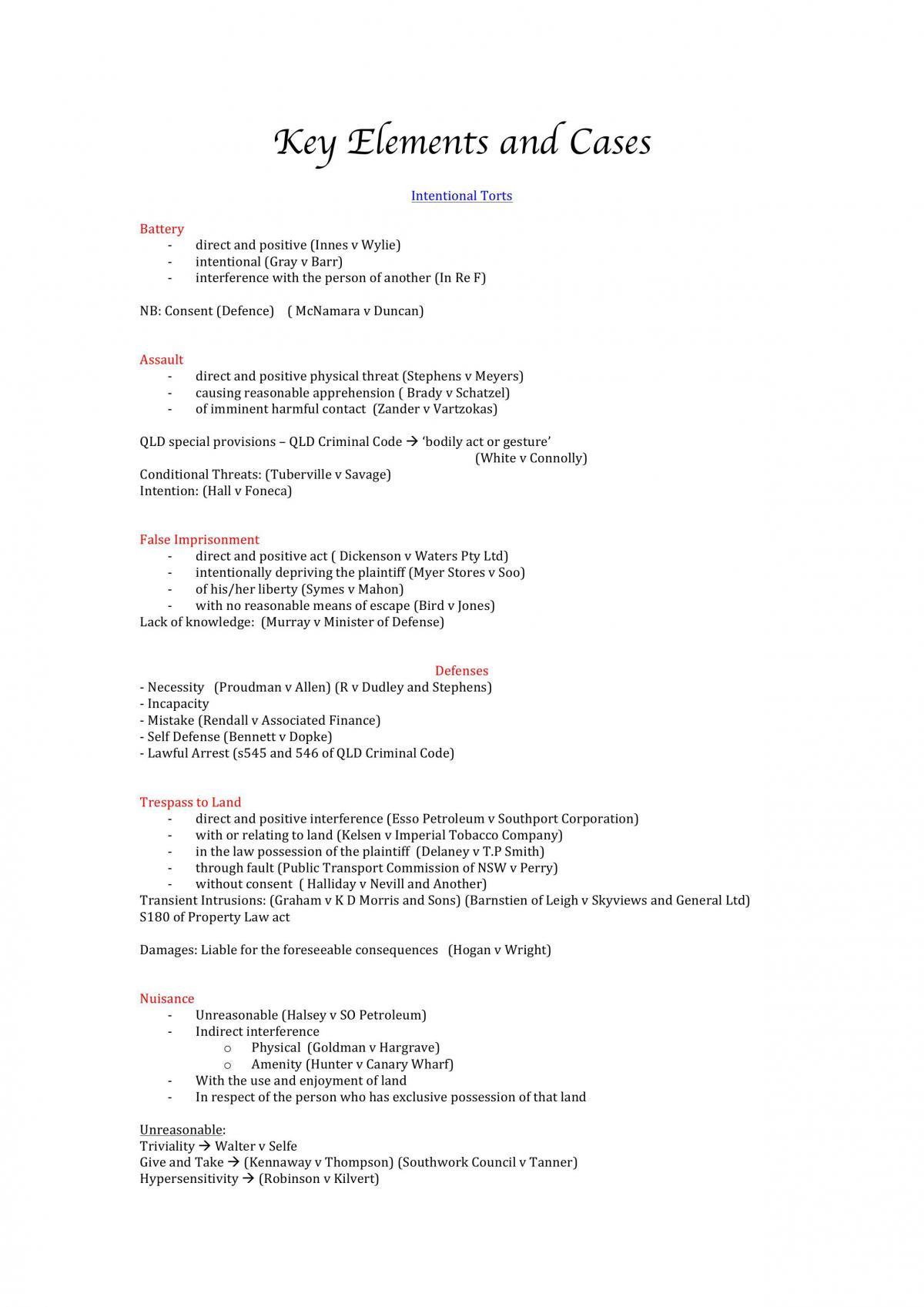 Key elements and cases for memory learning.  - Page 1