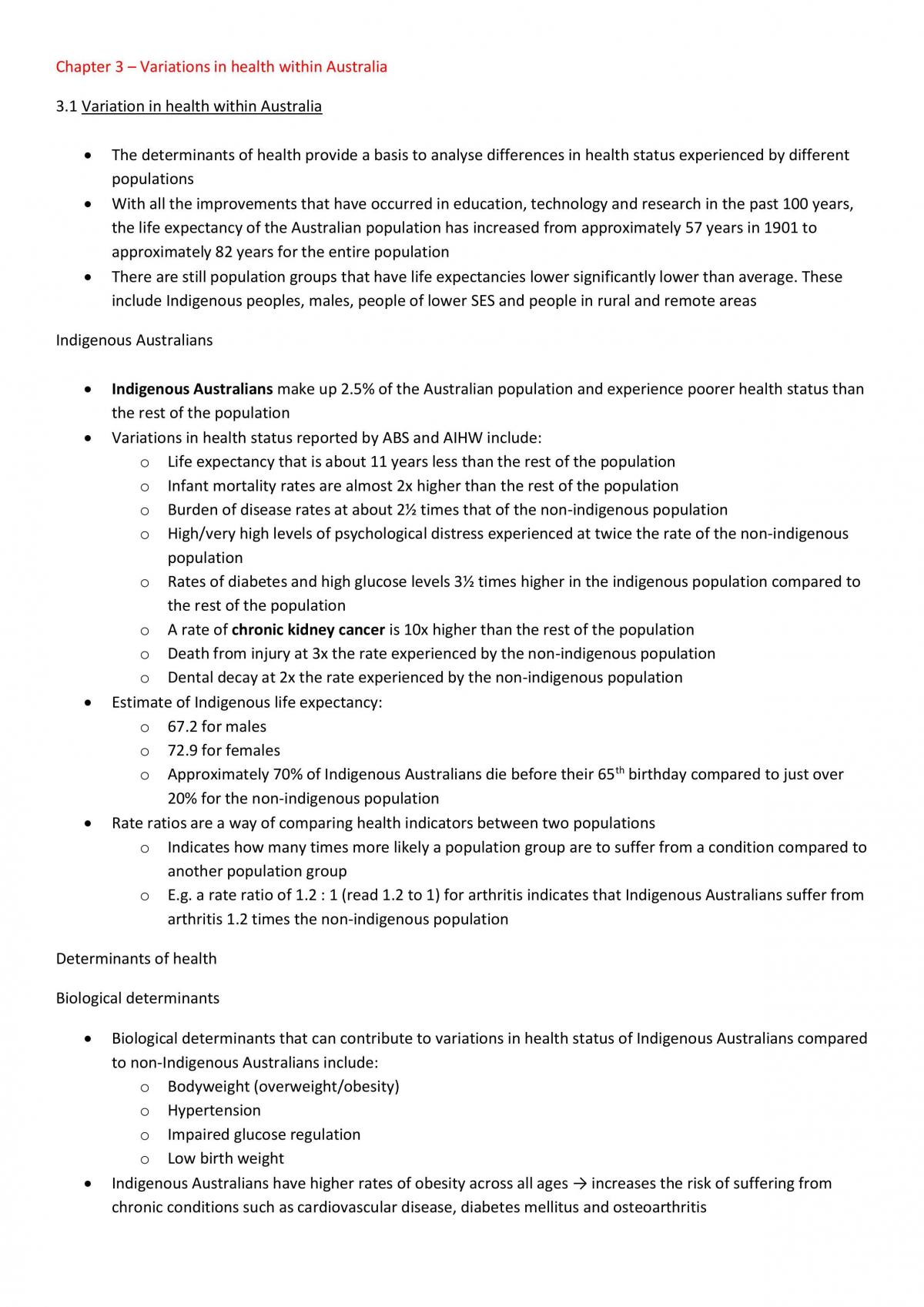 Comprehensive Notes for Chapter 3 - Page 1