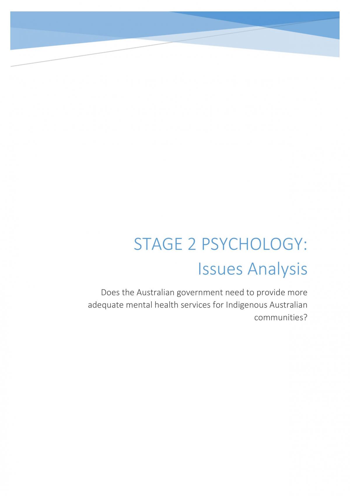 Psychology Issues Analysis - Page 1