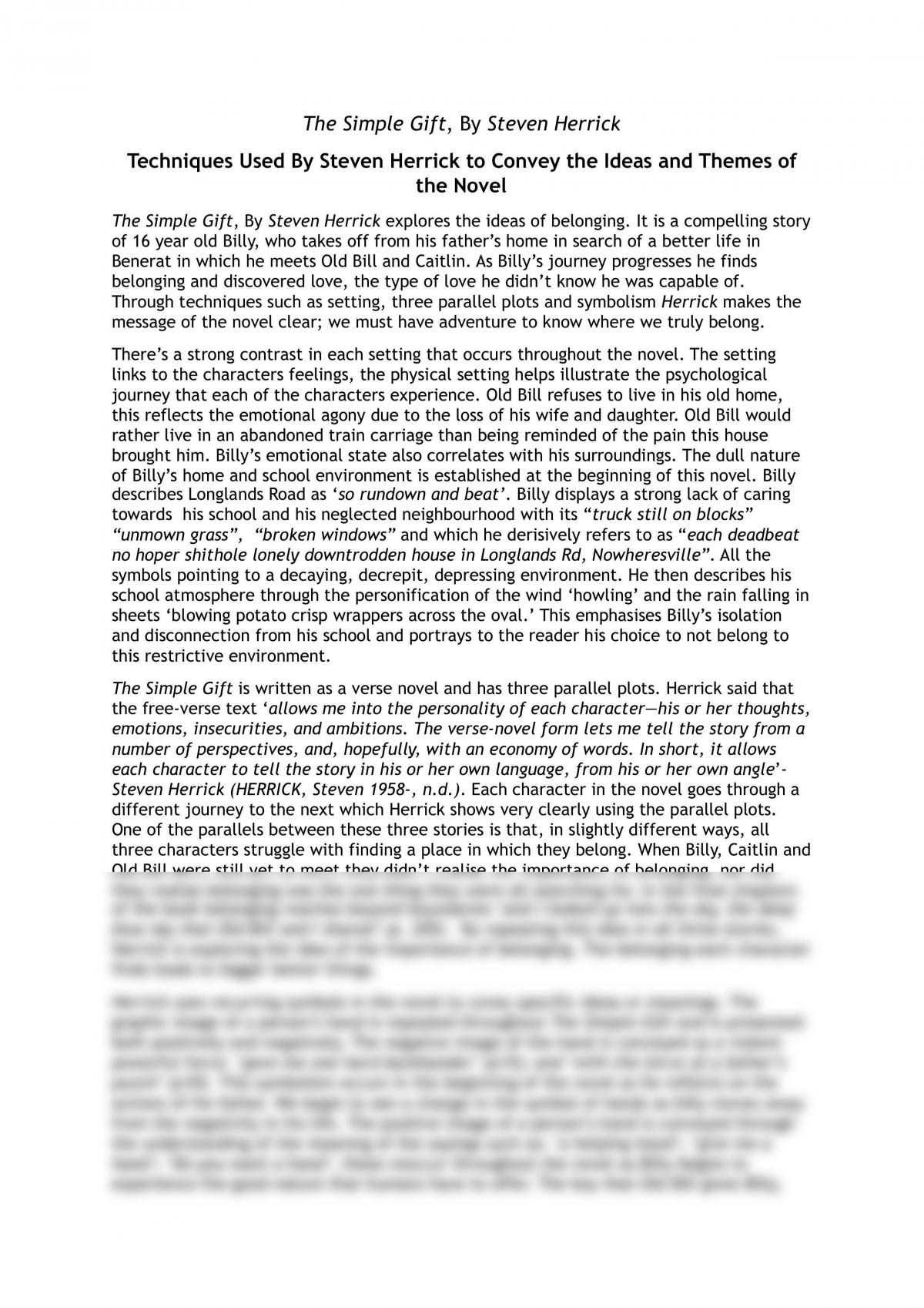 The Simple Gift Essay - Page 1